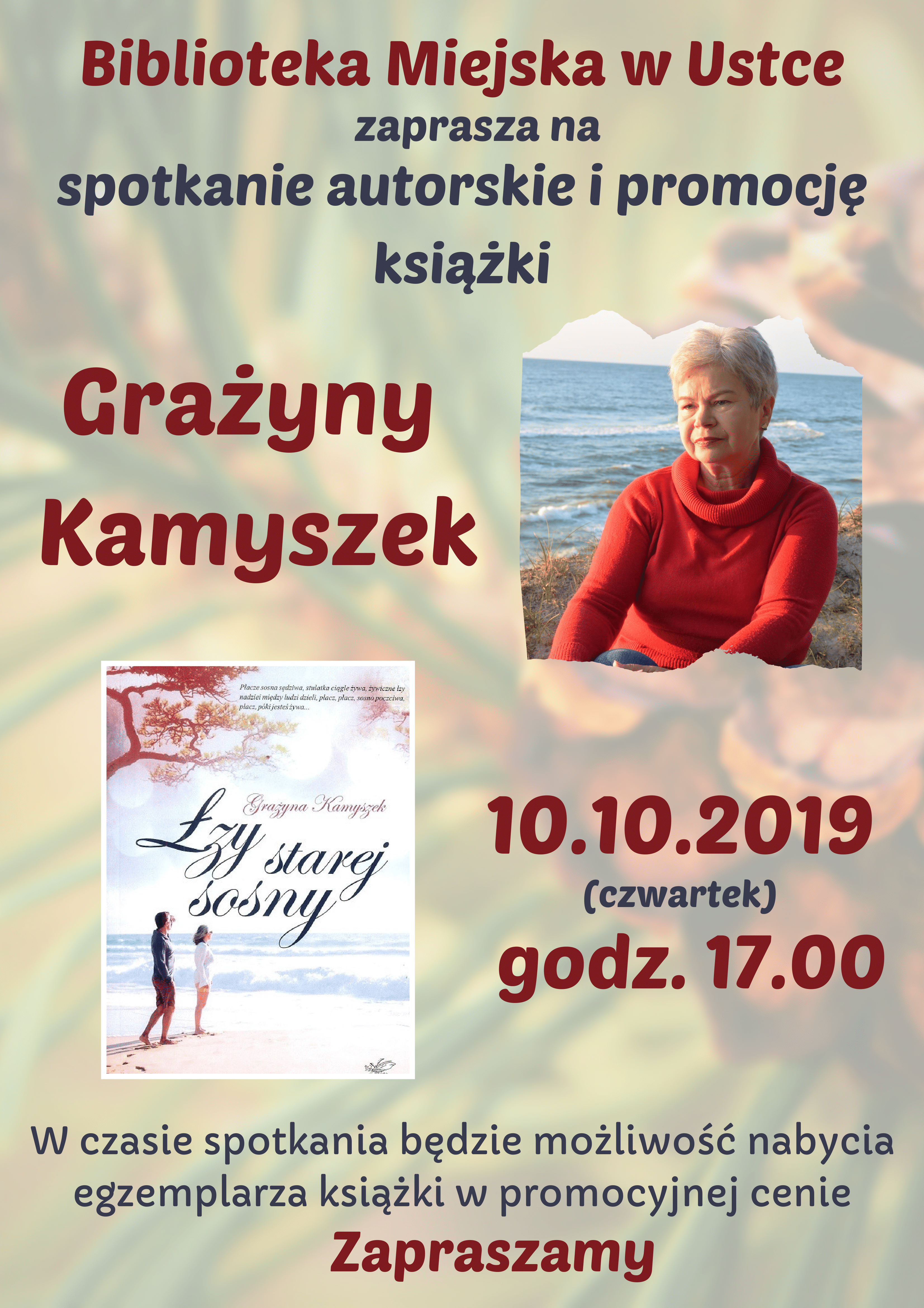 Plakat na spotkanie i promocję książki Grażyny Kamyszek