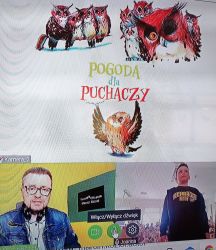 Marcin Kozioł podczas warsztatów on-line Pogoda dla puchaczy w ramach projektu Biblioteka - Naturalnie!