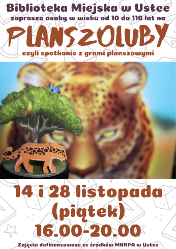 plakat odnosnie listopadowych spotkan z grami planszowymi