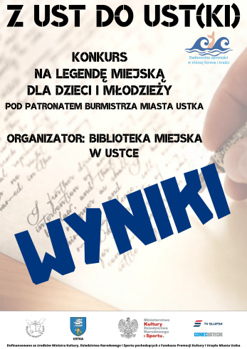 Infografika odnośnie odnośnie ogłoszenia wyników w konkursie na legendę miejską organizowaną przez bibliotekę