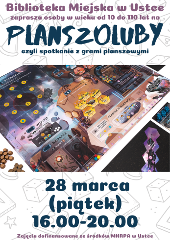 Inforgrafika dotyczaca spotkania planszolubow 28 marca w godz. 16.00-20.00