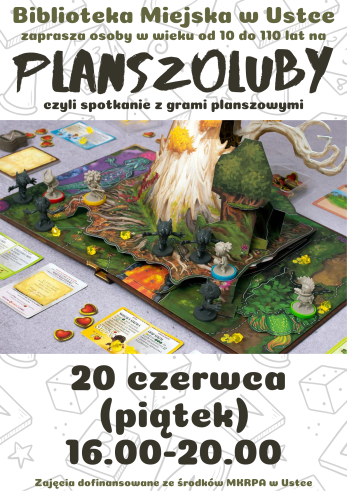 infografika odnosnie spotkania z grami planszowymi 20 czerwca w godz. 16-20